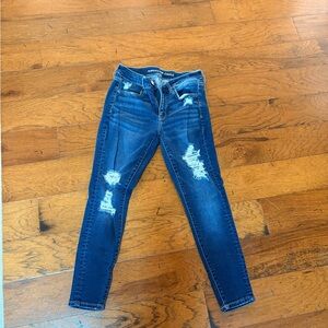 American Eagle Outfitters Women's Ripped Dark Blue Skinny Jeans